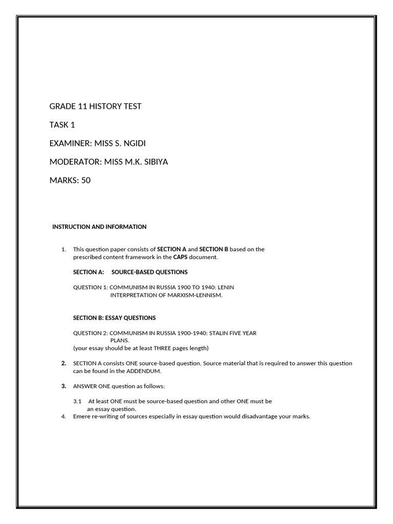 Grade 11 History: Communism in Russia | PDF | Communism | Politics Of ...