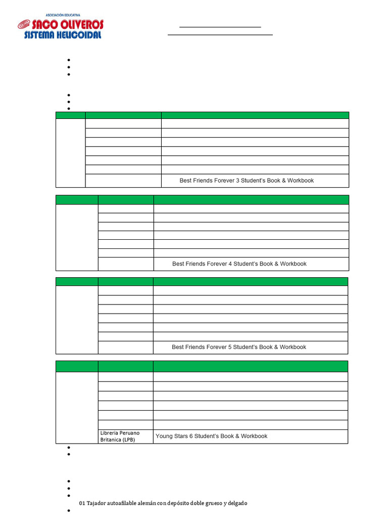 Útiles Escolares 2025 para Primaria | PDF