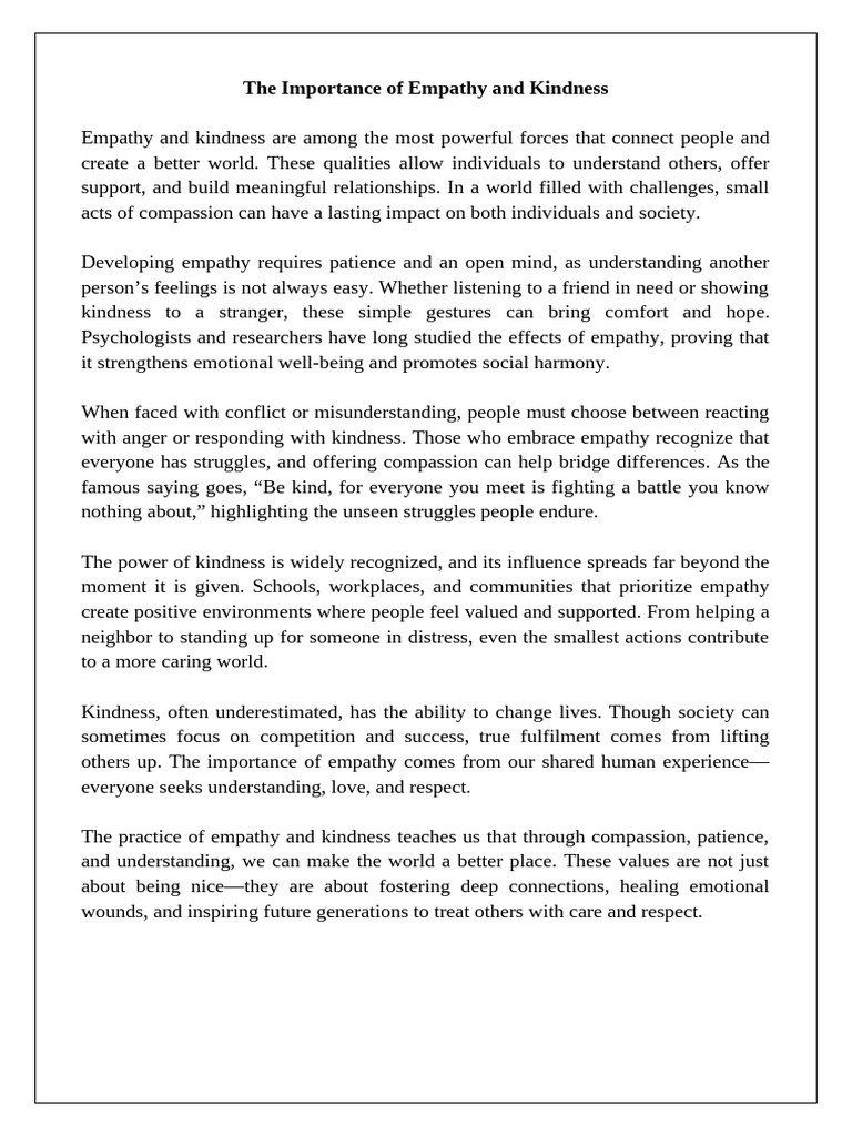 Power of Empathy and Kindness | PDF