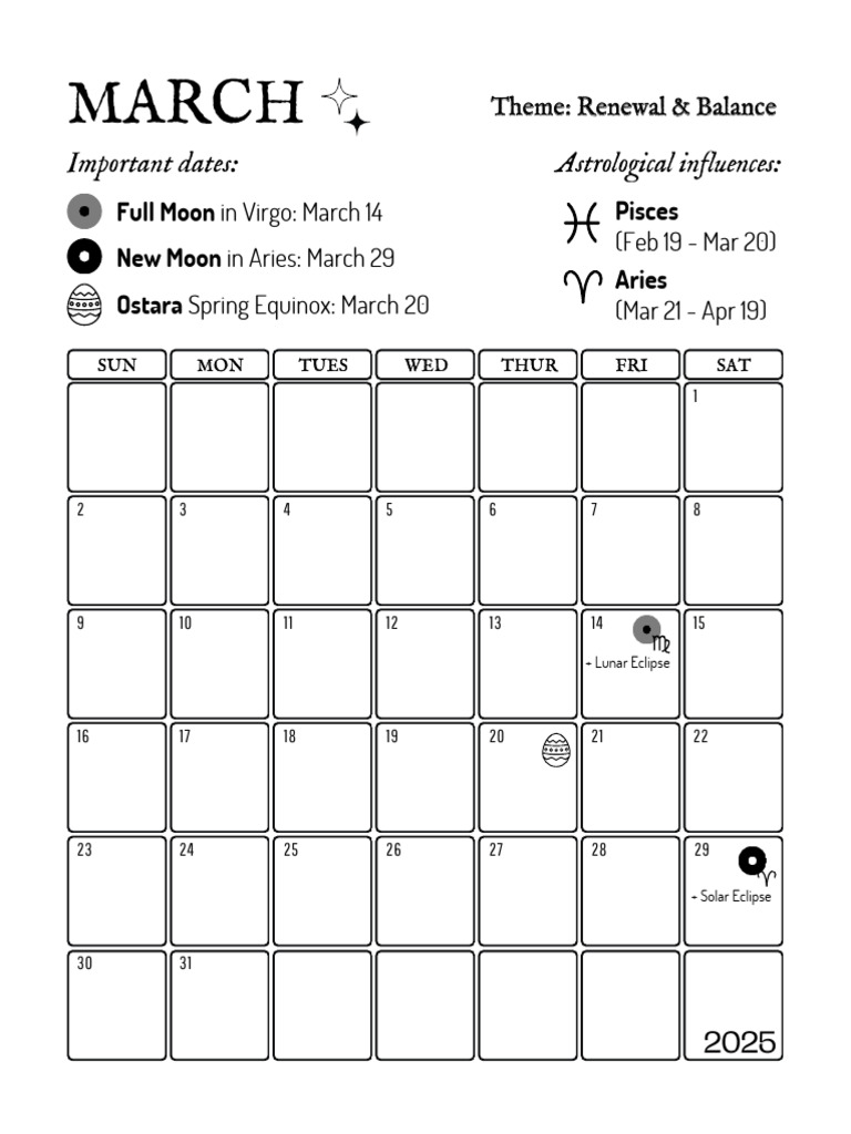 March Astrological Insights & Rituals | PDF | Eclipse | Moon