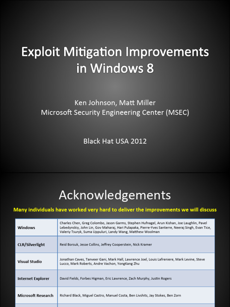 Windows 8 Exploit Mitigation Strategies | PDF | System Software | Security
