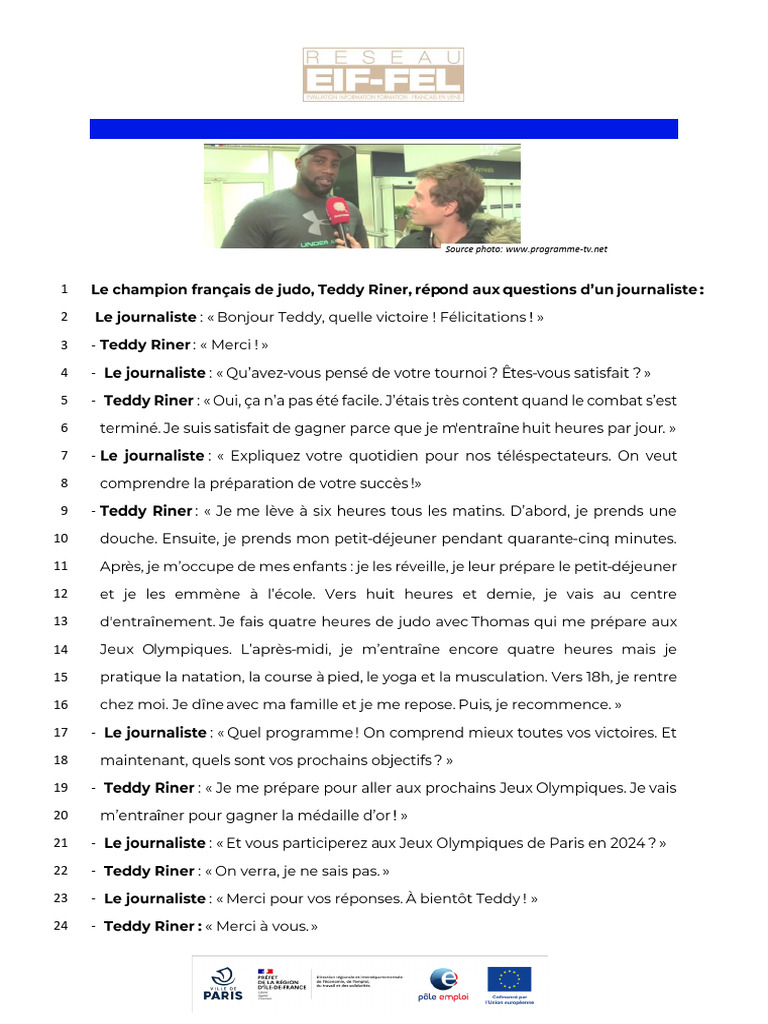 Teddy Riner : Secrets de sa préparation | PDF