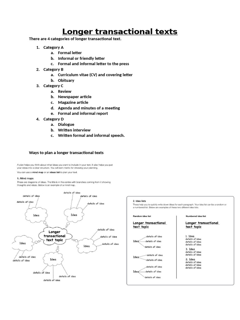Types of Longer Transactional Texts | PDF