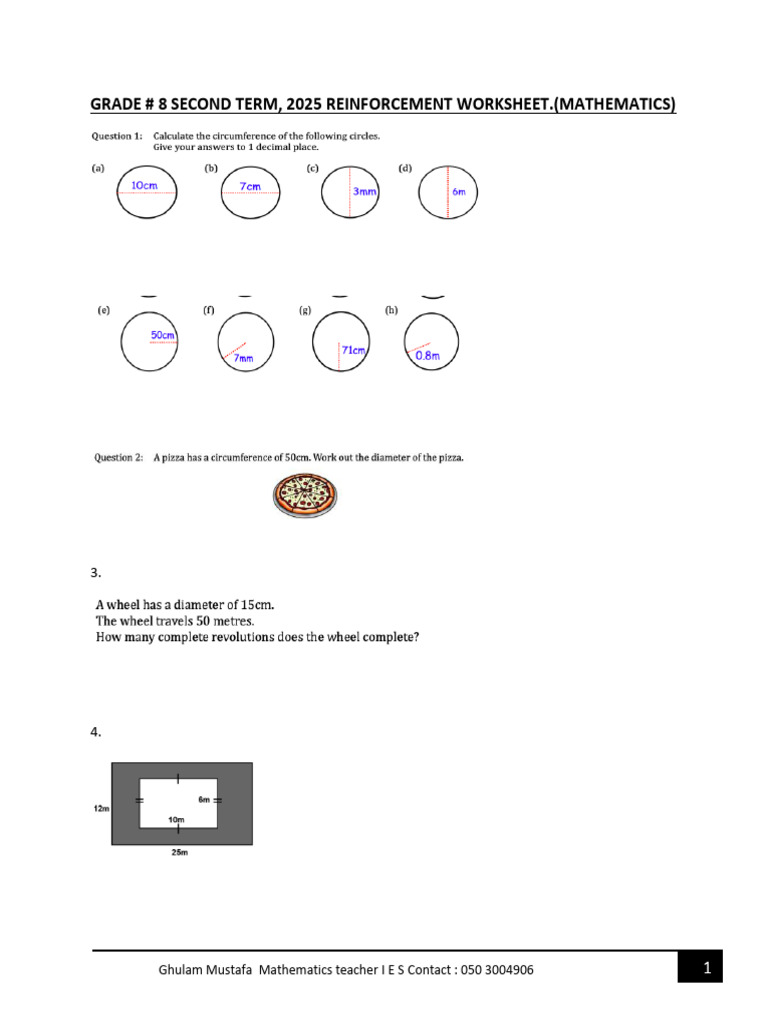 Grade 8 Math Reinforcement Worksheet | PDF