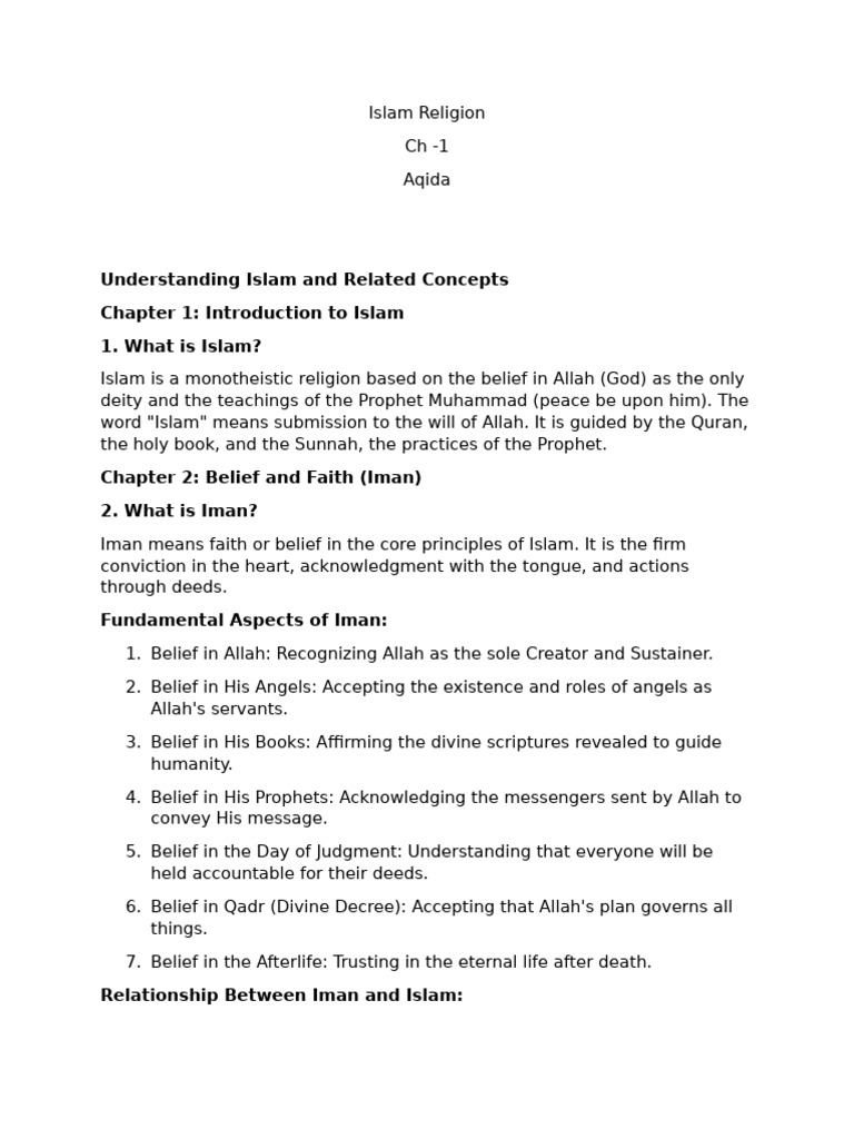 Islam Religion CH 1 | PDF | Prophets And Messengers In Islam | God In Islam