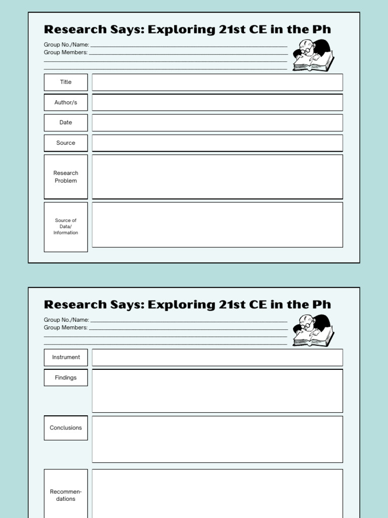 Research Source Organizer Worksheet in Green and White Illustrative ...