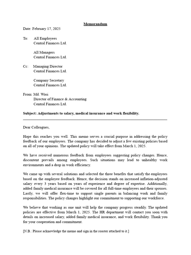 Assignment 3 - Memorandum | PDF