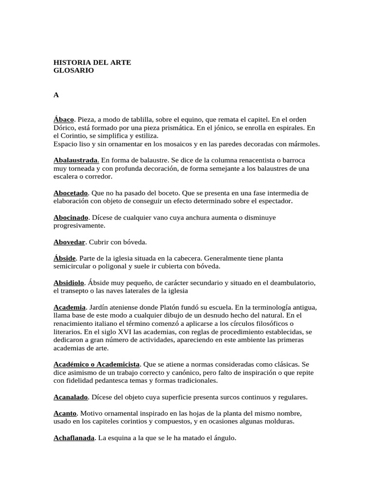 Glosario de Términos del Arte | PDF | Albañilería | Columna