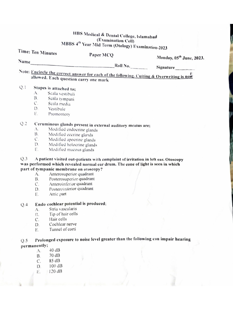 ENT 2nd Mid Term 2023 | PDF