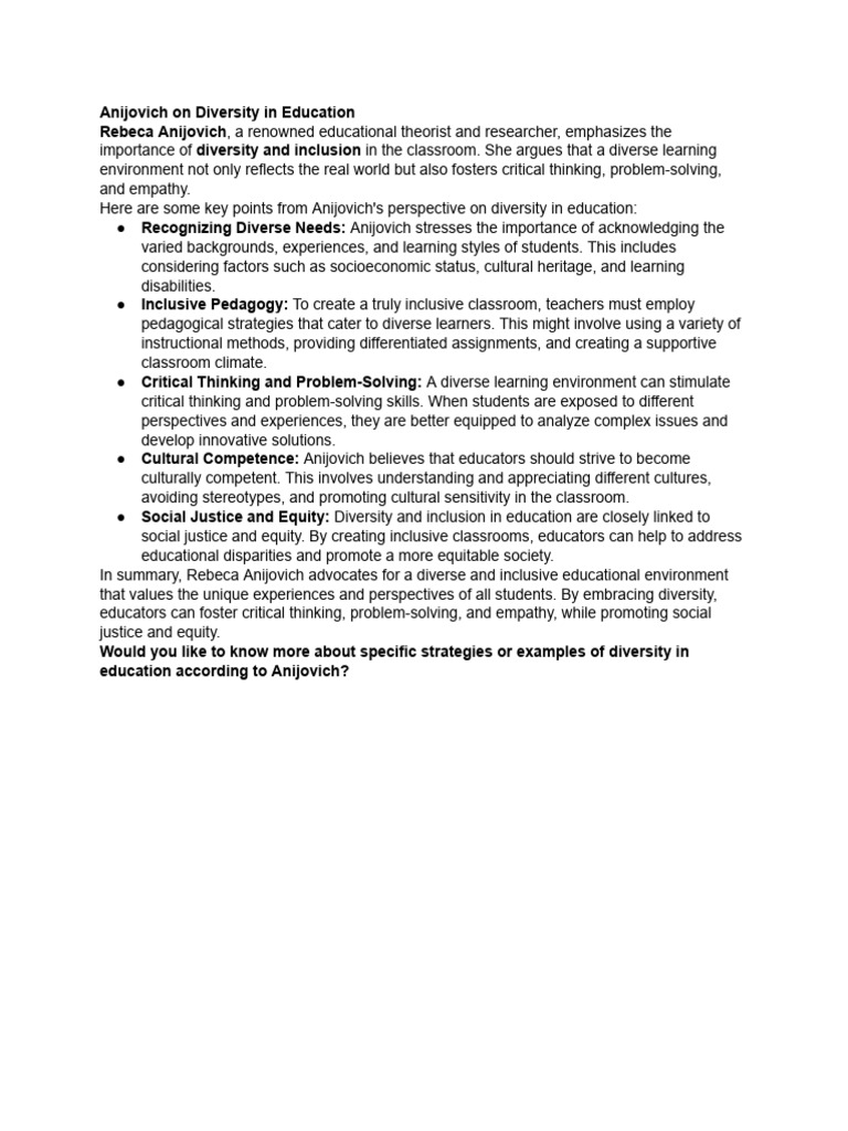 Diversity in Education According To Anijovich | PDF