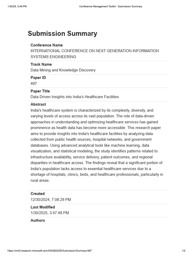 Conference Management Toolkit - Submission Summary | PDF | Data ...