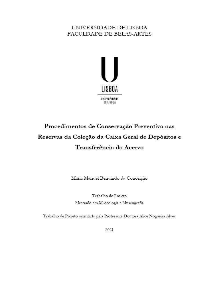 FBAUL - Conservação Preventiva Reservas Caixa Geral de Depósitos | PDF ...