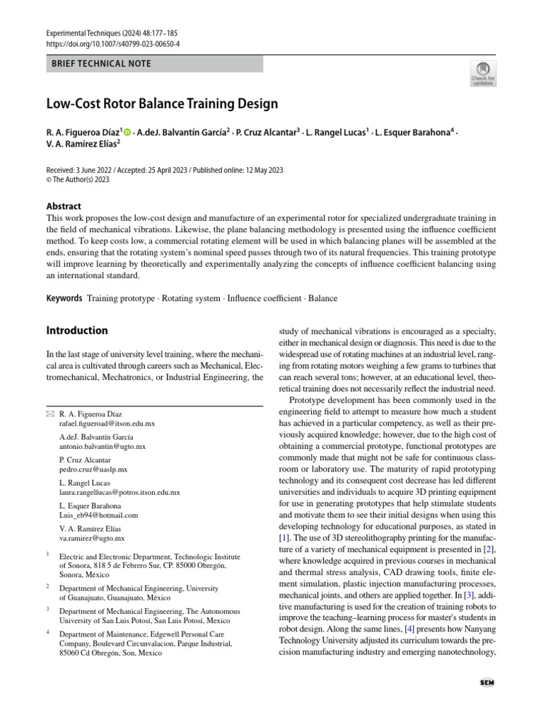 Low Cost Rotor Balance Training Design | PDF | Simulation | Machines