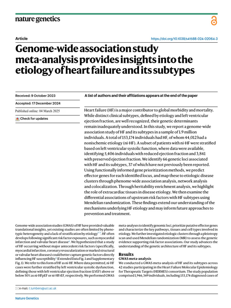 Genome-Wide Association Study Meta-Analysis Provides Insights Into The ...