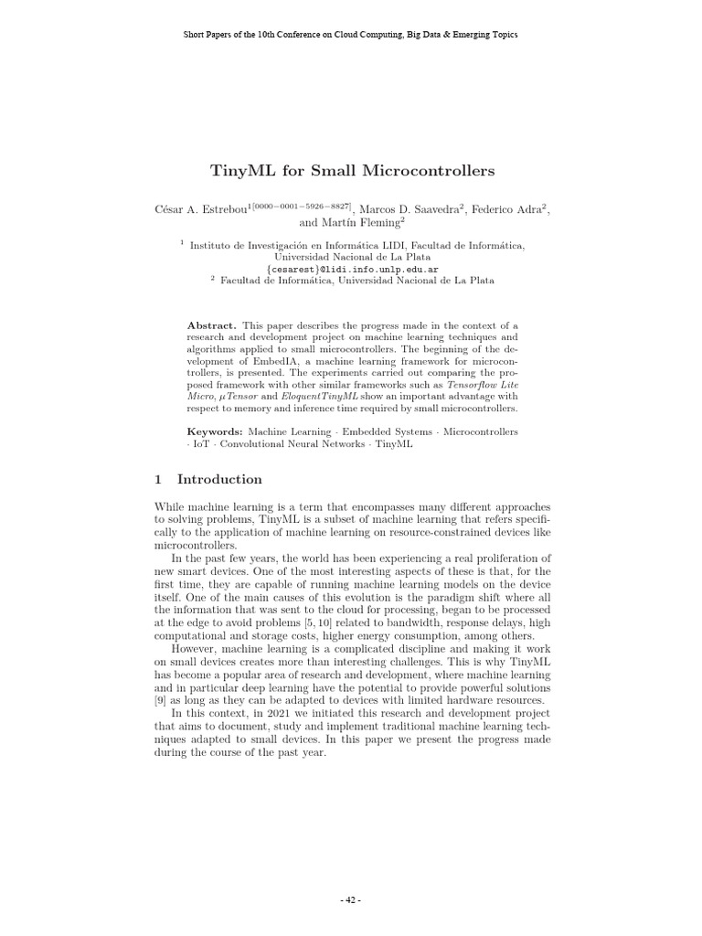 TinyML Framework for Microcontrollers | PDF | Machine Learning ...
