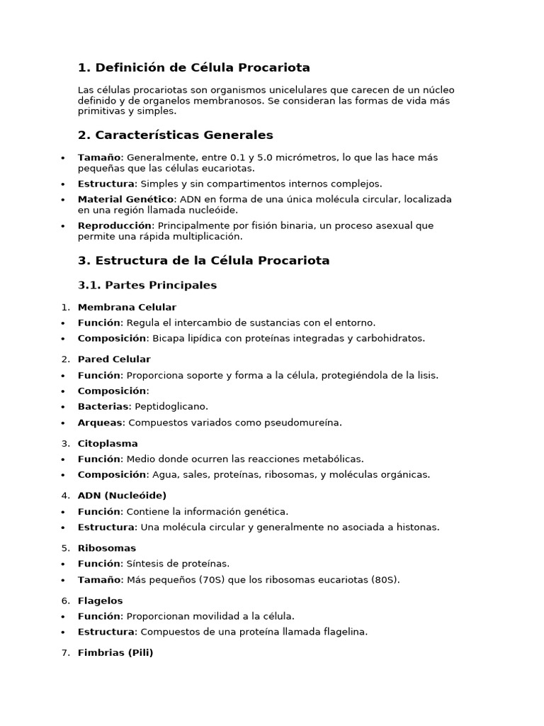 Características y Funciones de Células Procariotas | PDF | Biología ...