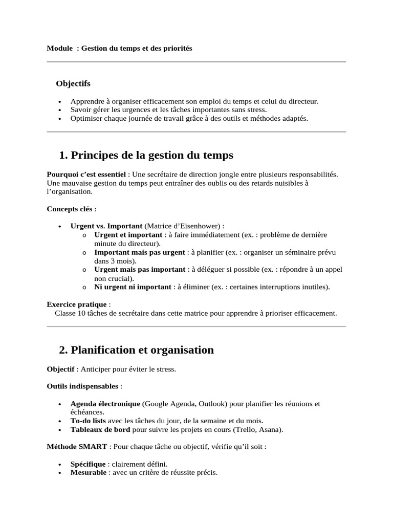 Gestion efficace du temps et priorités | PDF | Gestion du temps ...