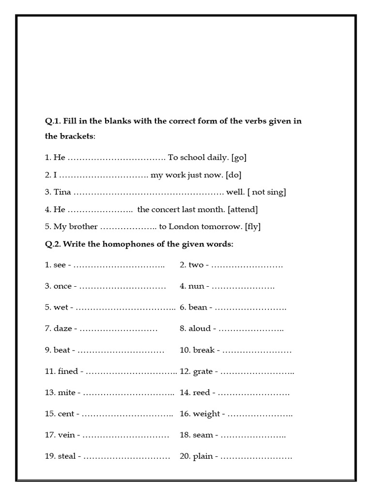 English Language Practice Exercises Pdf