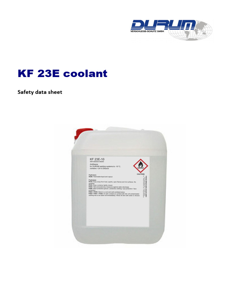 KF 23E Coolant Safety Data Sheet | PDF | Toxicity | Waste