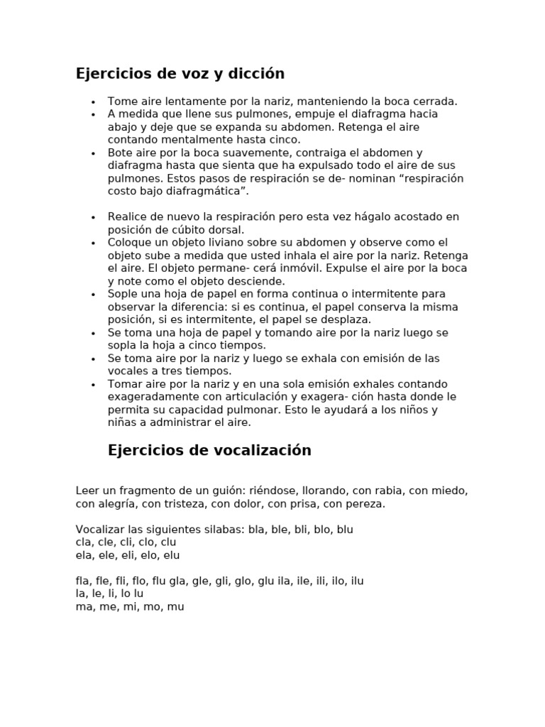 Ejercicios de Voz y Expresión Corporal | PDF | Respiración