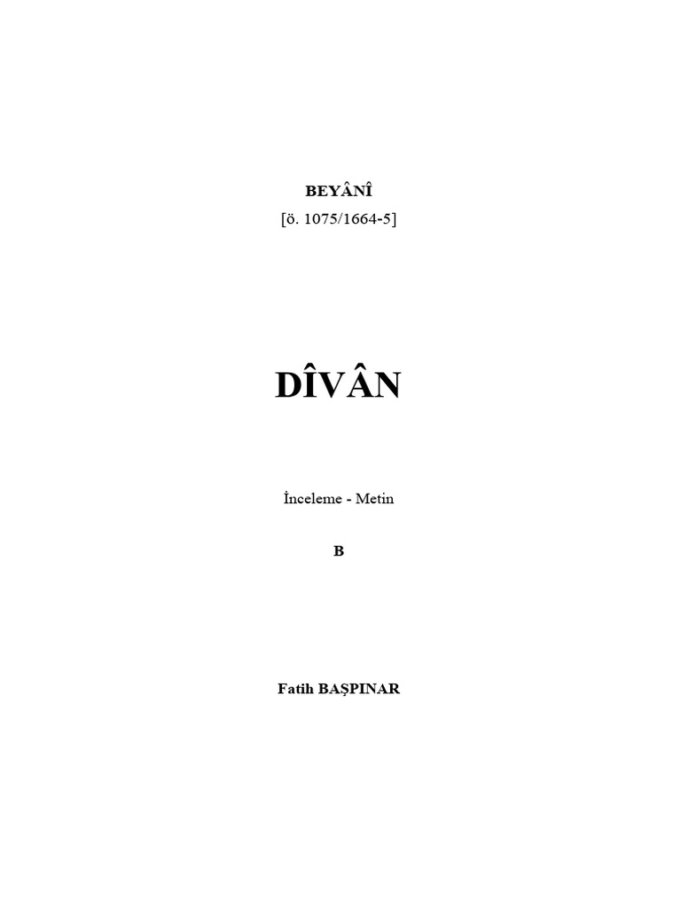 Beyani Dîvânı Cilt2 | PDF