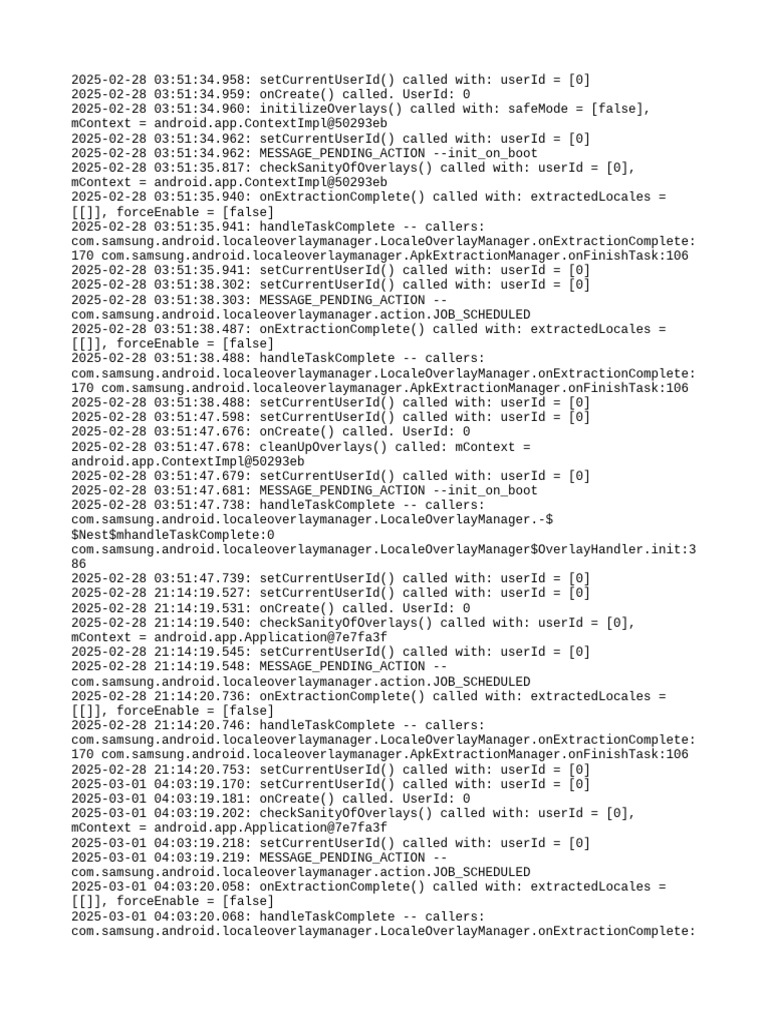Locale Overlay Manager Actions Log | PDF | Android (Robot) | Software