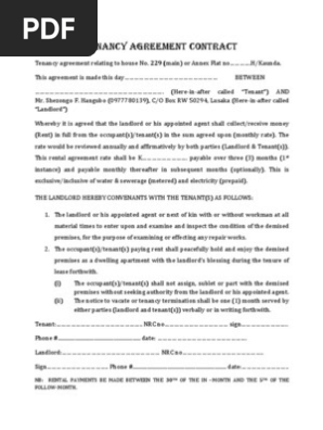 Tenants Agreement Contract