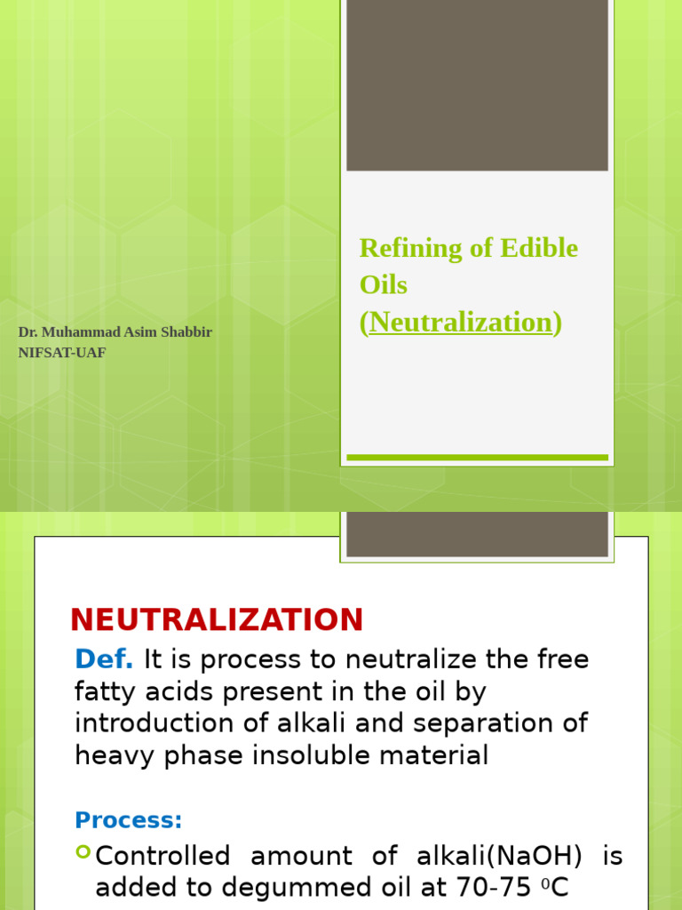 Edible Oil Neutralization Process | PDF | Oil Refinery | Sodium Hydroxide