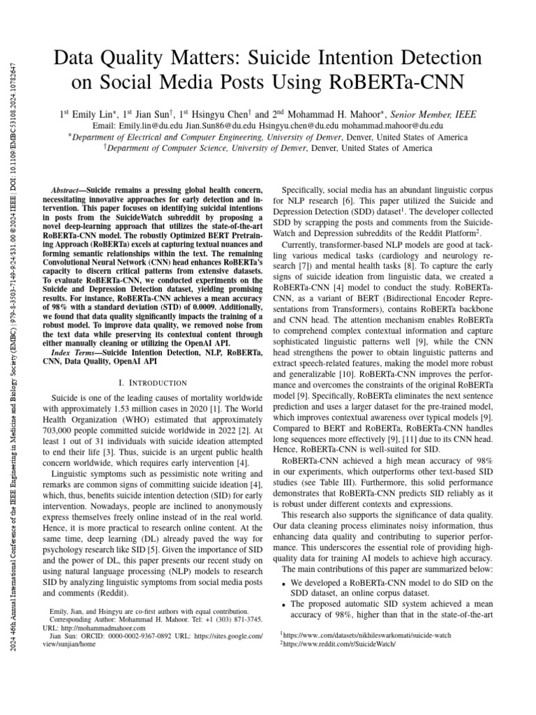 Data Quality Matters Suicide Intention Detection On Social Media Posts ...