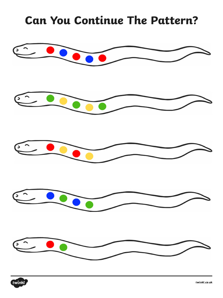 T N 5125 Two Colour Repeating Pattern Snake Fingerprint Activity Sheet ...