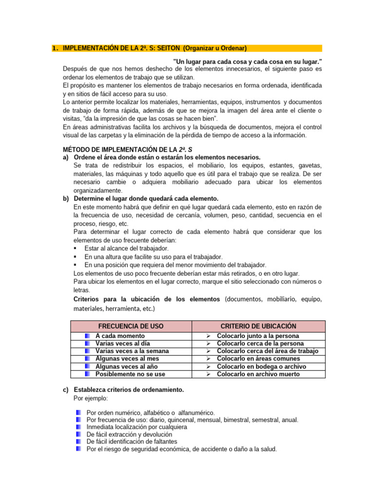 Implementación de La 2 S | PDF