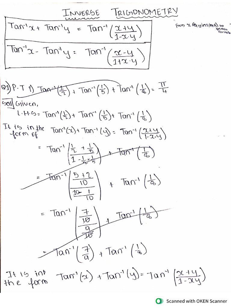 Inverse Trig (Saq's) | PDF
