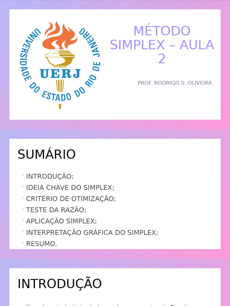 Método Simplex: Aula 2 - Otimização PPL | PDF | Otimização matemática ...