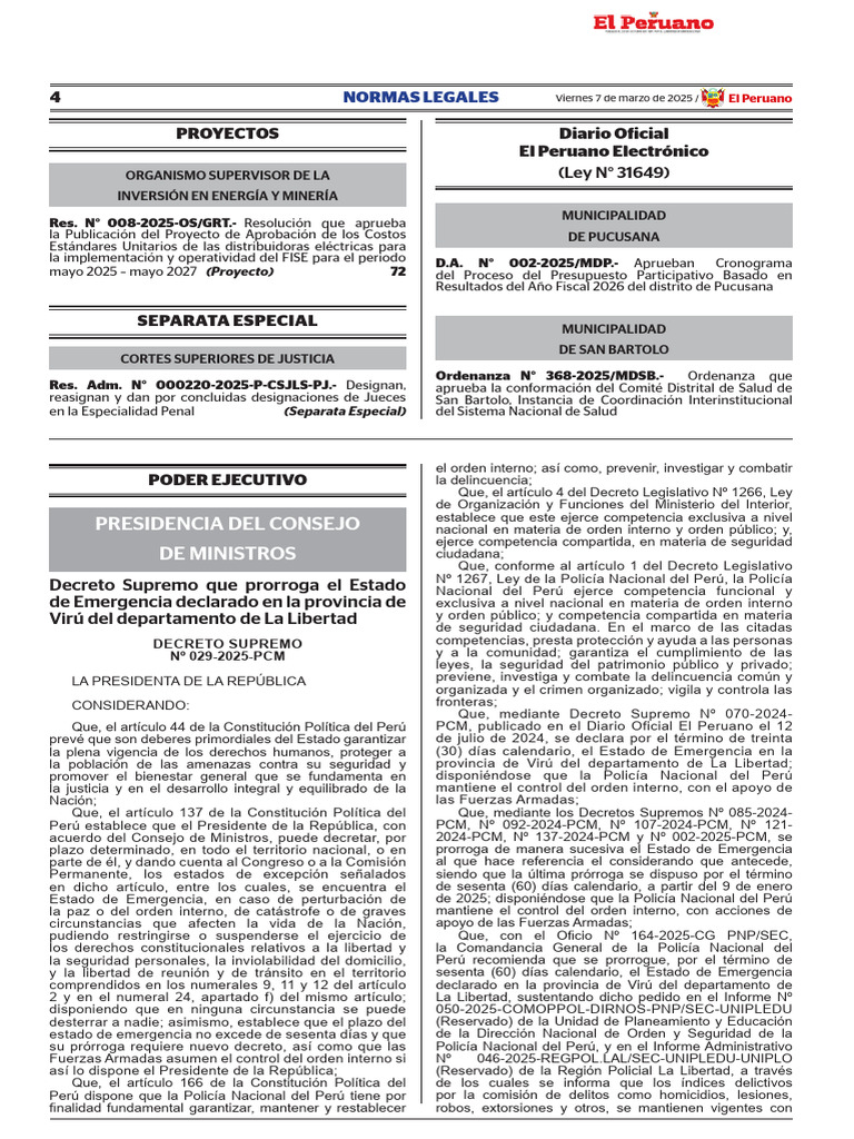 2378099-1 Decreto Supremo Que Prorroga El Estado de Emergencia ...