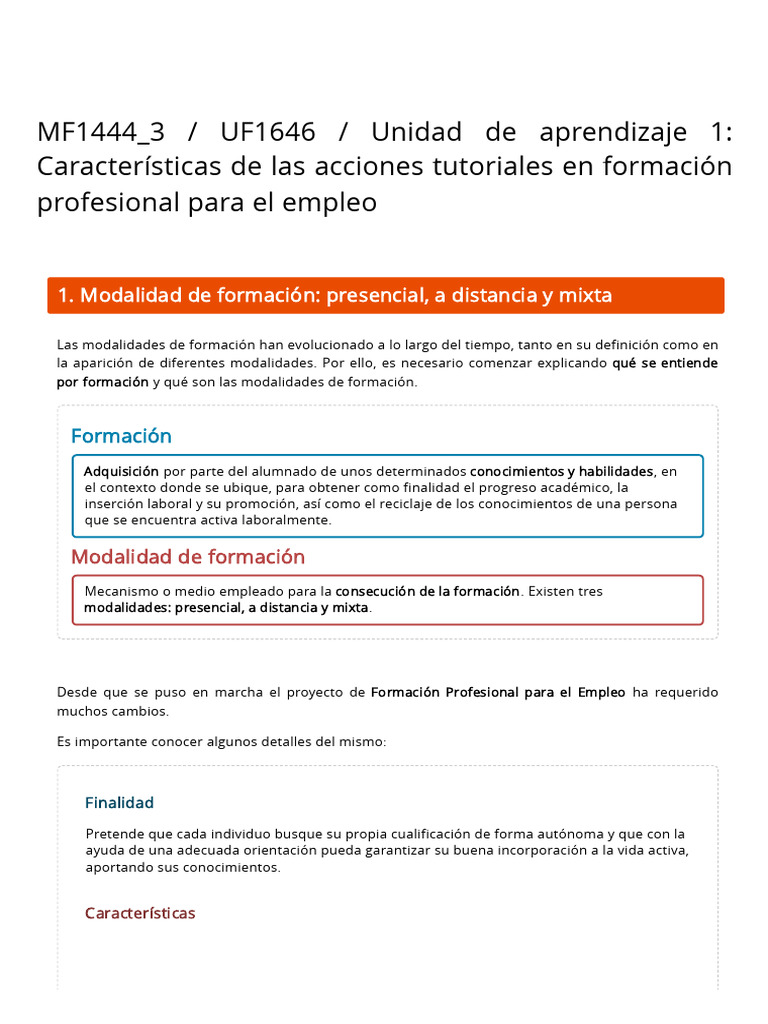 Modalidades de Formación Profesional para el Empleo | PDF | Educación ...