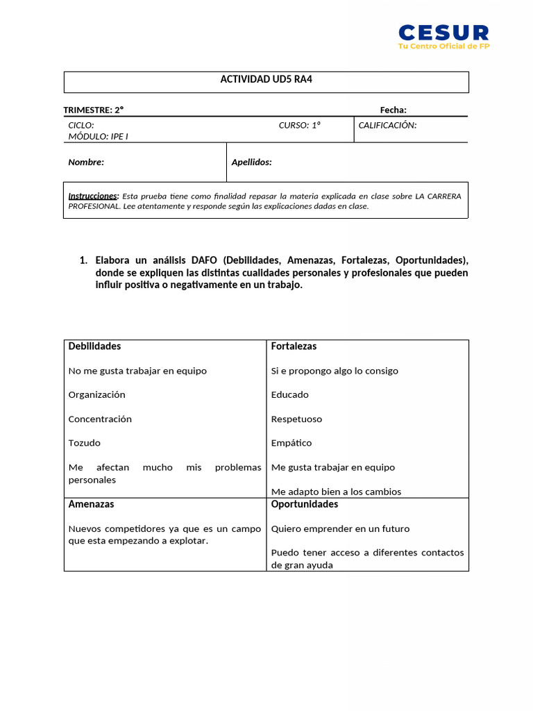 Actividad Ud5 Ra4 | PDF | Ciencias del comportamiento | Cognición