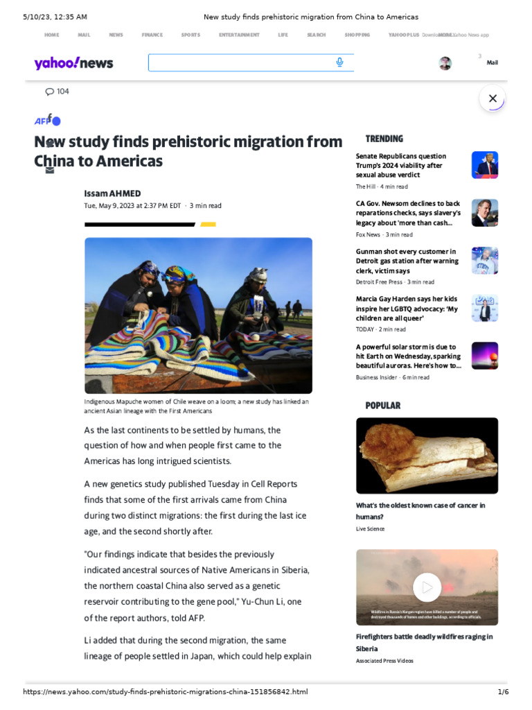 New Study Finds Prehistoric Migration From China To Americas | PDF ...