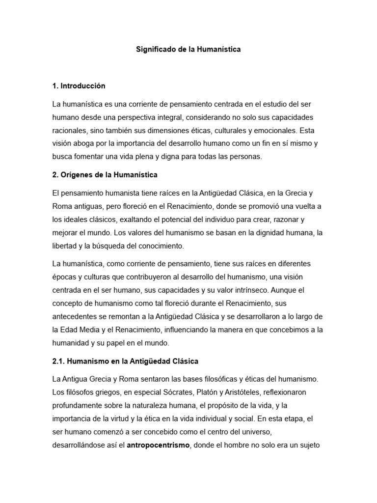 Significado y Orígenes de la Humanística | PDF | Humanismo | Renacimiento