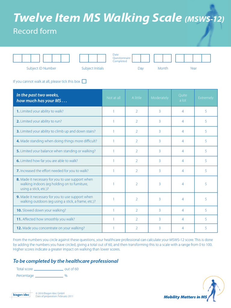 12-Item MS Walking Scale (MSWS-12) | PDF