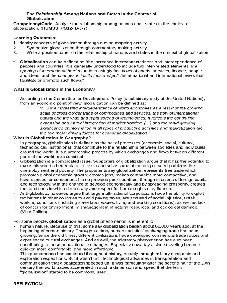 Nations and States in Globalization Dynamics | PDF | Globalization ...