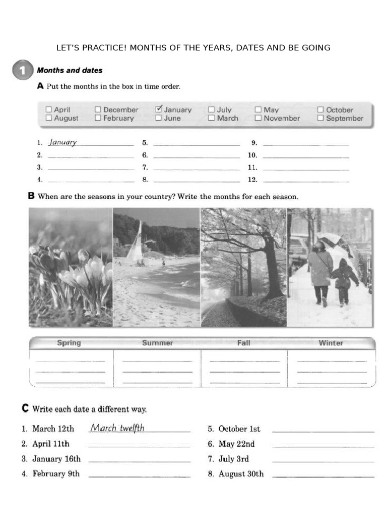 Lets Practice Be Going To Dates Months | PDF