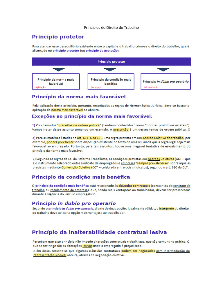 Princ pios Fundamentais Do Direito Do Trabalho PDF