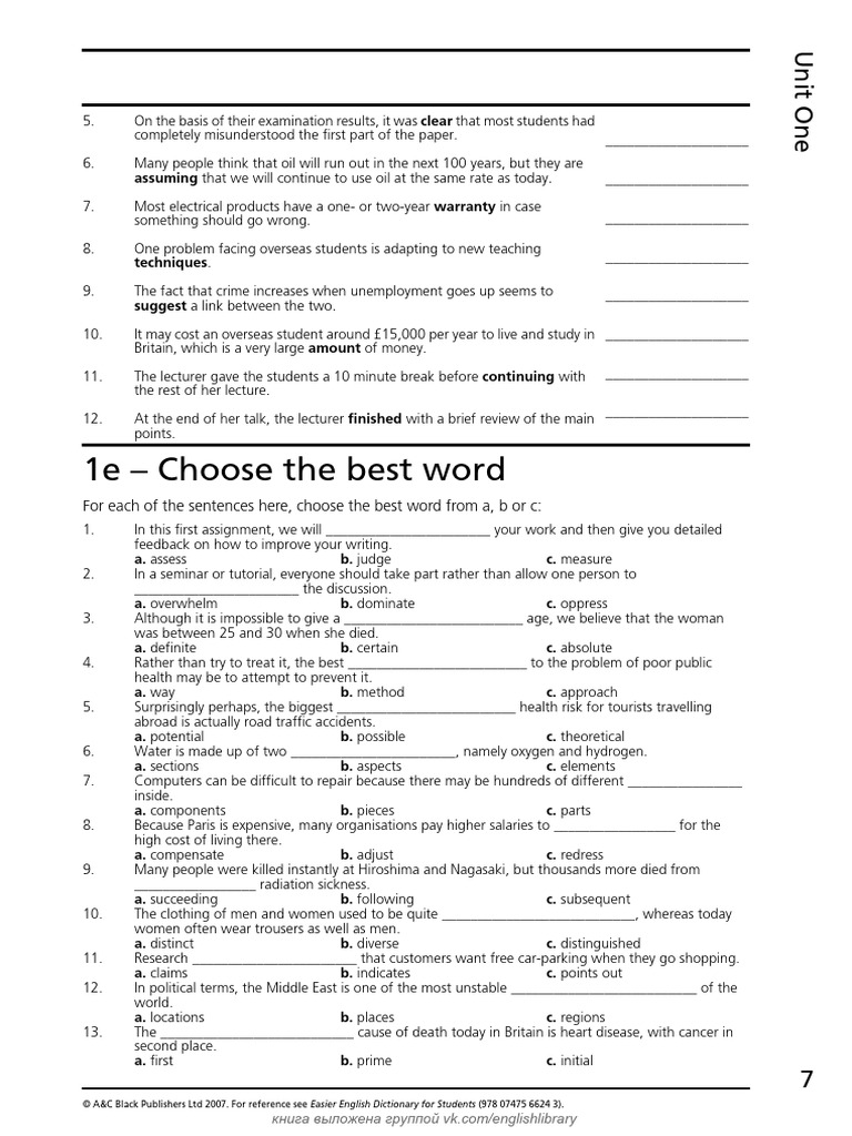 Best Word Choices for English Exercises | PDF | Cost Of Living