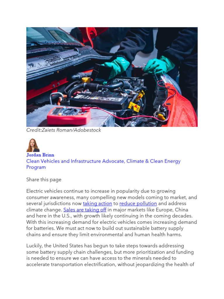 Electric Vehicle Battery Supply Chains The Basics | PDF | Electric ...