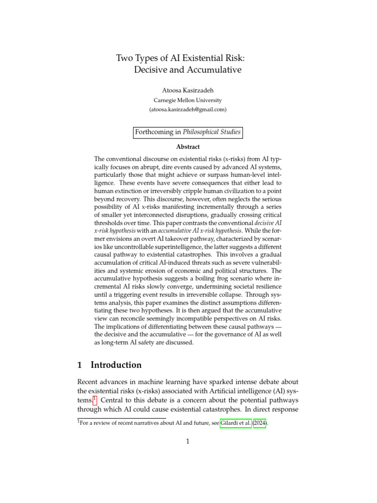 AI Existential Risks: Decisive vs. Accumulative | PDF | Artificial ...