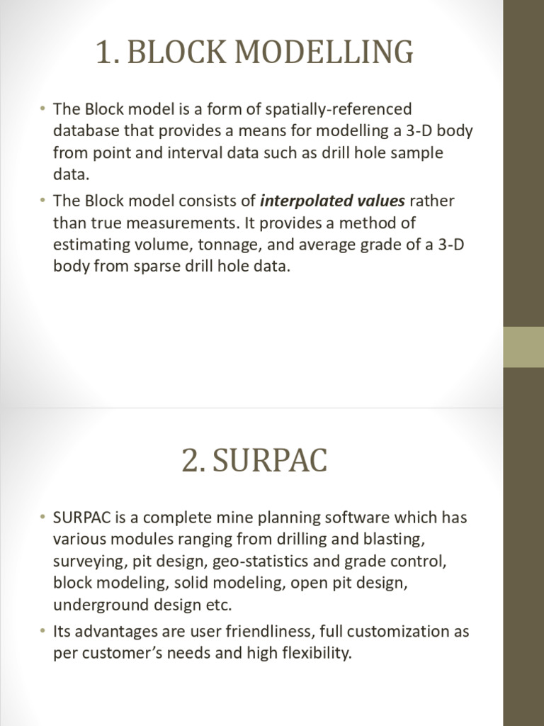 Block Modeling with Surpac Software | PDF | Borehole | Databases