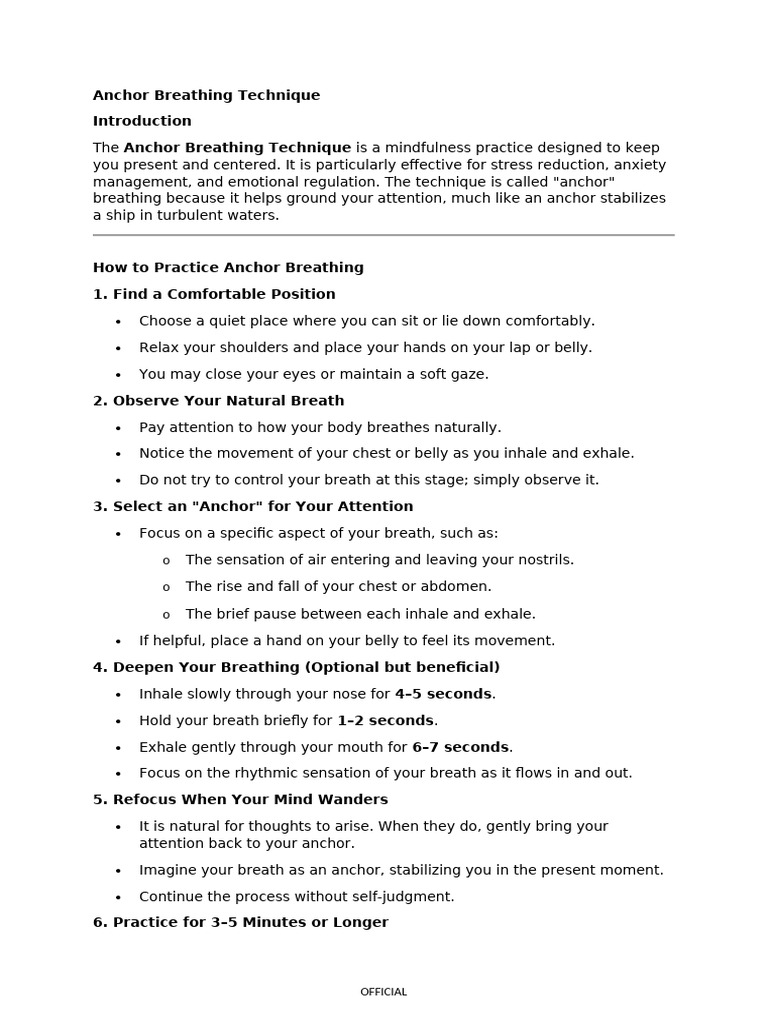 Anchor Breathing | PDF | Breathing | Stress (Biology)