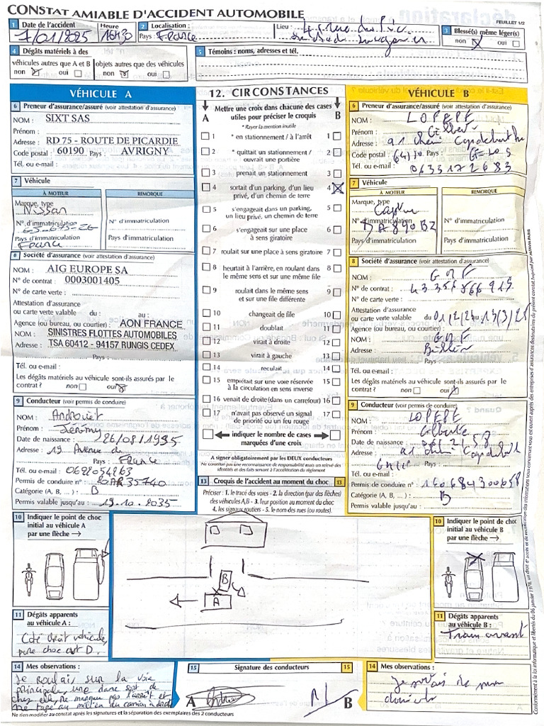 Constat Amiable D'accident Automobile Agréé - Lot De 1, Valable France Et Europe (21x15 Cm) - 8