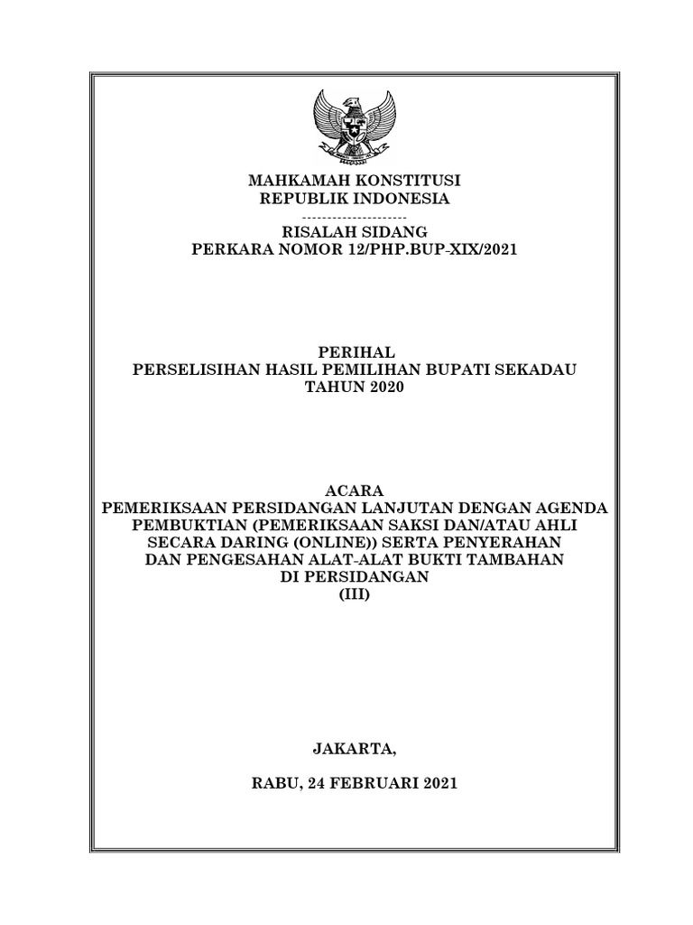 7734 Risalah-Pdf 12.PHPU2020 24022021 | PDF