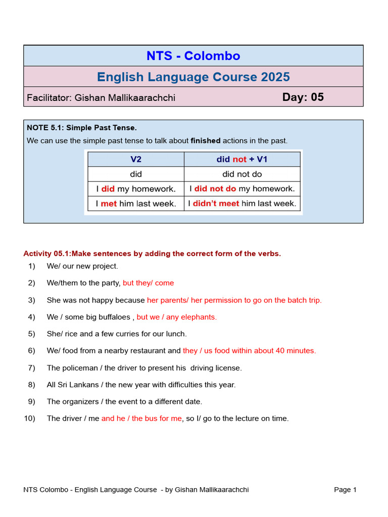 NTS 2025 Day 5 Activities PDF Paragraph